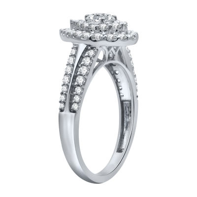 Signature By Modern Bride Womens 1 1/2 CT. T.W. Natural Diamond 14K Gold Pear Side Stone Halo Bridal Set