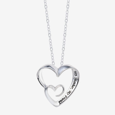 Footnotes Mother And Daughter Sterling Silver 16 Inch Cable Heart Pendant Necklace