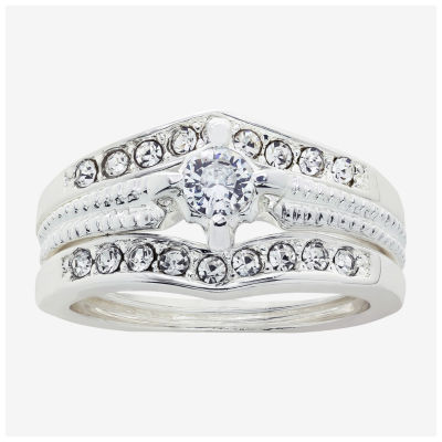 Sparkle Allure 3pc. Cubic Zirconia Pure Silver Over Brass Ring Sets