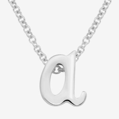 Itsy Bitsy Initial Sterling Silver 17 Inch Cable Pendant Necklace