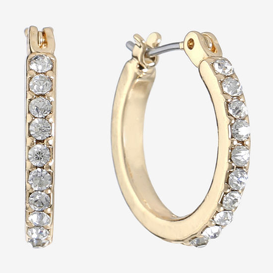 Monet Jewelry Gold Tone And Crystal Crystal Hoop Earrings