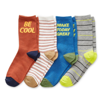 Thereabouts Little & Big Boys 4 Pair Crew Socks