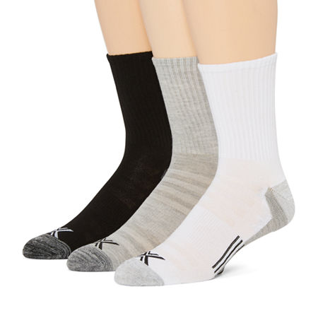 Xersion Running 3 Pair Crew Socks Mens, 10-13, White