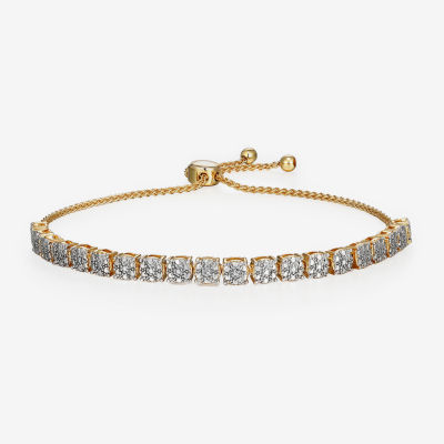 Sparkle Allure Diamond Accent 14K Gold Over Brass 9 Inch Wheat Round Bolo Bracelet