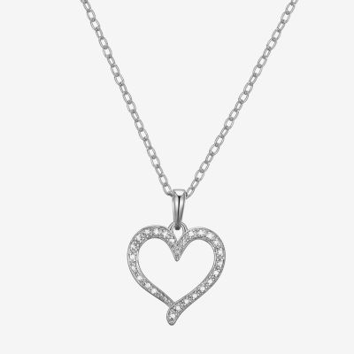 Sparkle Allure Diamond Accent Pure Silver Over Brass 18 Inch Cable Heart Pendant Necklace