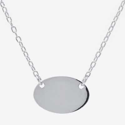 Silver Treasures Sterling Silver 16 Inch Cable Oval Pendant Necklace