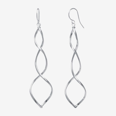 Silver Reflections Pure Silver Over Brass Drop Earrings