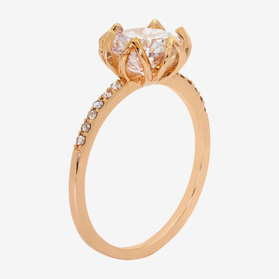 Sparkle Allure Crystal 18K Rose Gold Over Brass Engagement Ring