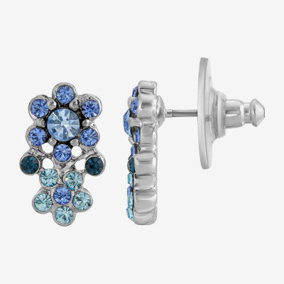 1928 Silver Tone 16mm Flower Stud Earrings