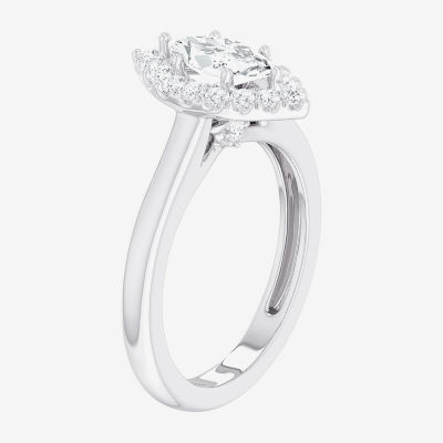 (G-H/SI1-SI2) Womens 1 CT. T.W. Lab Grown White Diamond 10K Gold Marquise Halo Engagement Ring