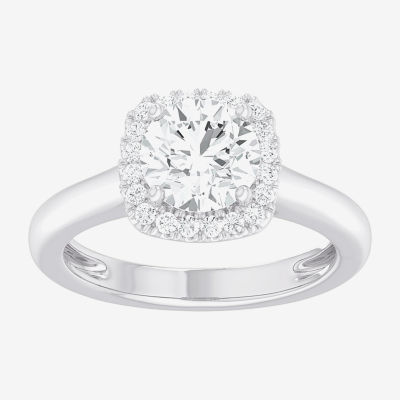 G-H/SI1-SI2) Womens 1 /4 CT. T.W. Lab Grown White Diamond 10K Gold Cushion Halo Engagement Ring