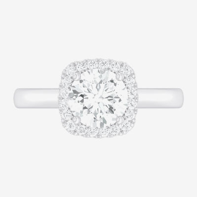 G-H/SI1-SI2) Womens 1 /4 CT. T.W. Lab Grown White Diamond 10K Gold Cushion Halo Engagement Ring