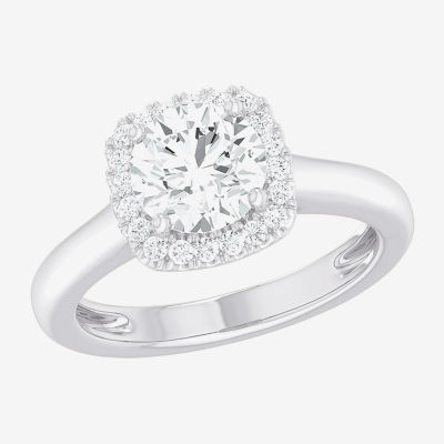 G-H/SI1-SI2) Womens 1 /4 CT. T.W. Lab Grown White Diamond 10K Gold Cushion Halo Engagement Ring