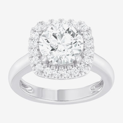 (G-H/SI1-SI2) Womens 3 1/2 CT. T.W Lab Grown White Diamond 10K Gold Cushion Halo Engagement Ring