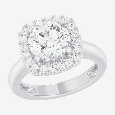 (G-H/SI1-SI2) Womens 3 1/2 CT. T.W Lab Grown White Diamond 10K Gold Cushion Halo Engagement Ring