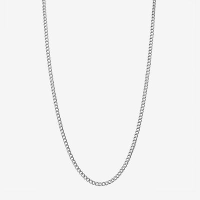 14K White Gold 18-24" 2.5mm Hollow Curb Chain Necklace