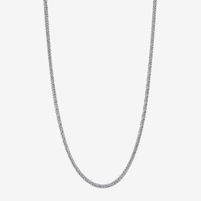 14K White Gold 18-24" 2mm Hollow Wheat Chain Necklace