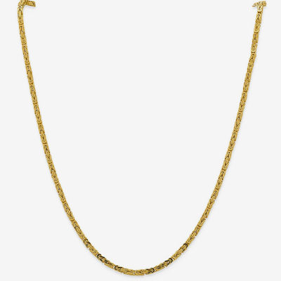 14K Gold Inch Solid Byzantine Chain Necklace