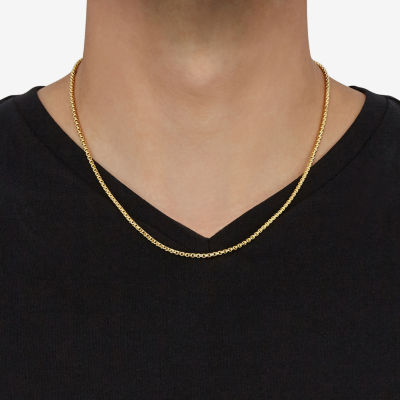 Made Italy 14K Gold 18 - 22 Inch Semisolid Box Chain Necklace