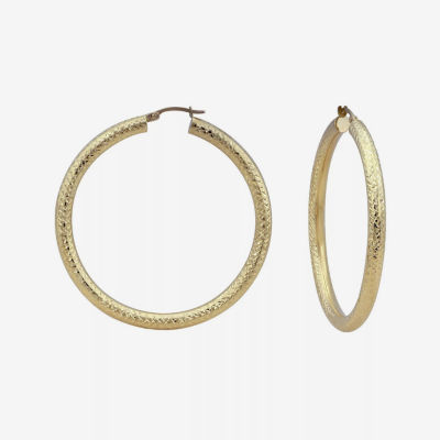 14K Yellow Gold Diamond-Cut 50mm Hoop Earrings