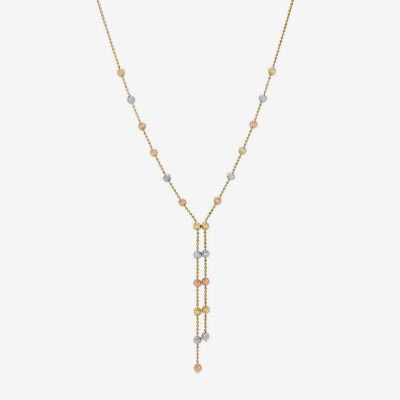 Womens Tri-Color 14K Gold Y Necklace