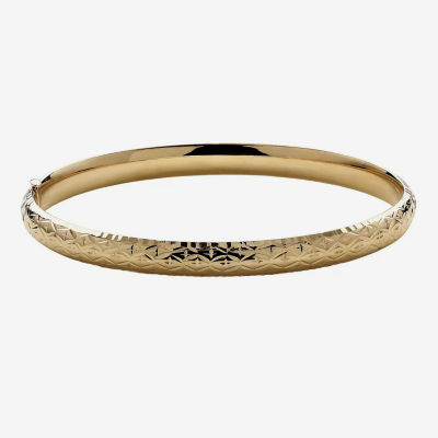 Infinite Gold™ 14K Yellow Gold Hollow Diamond-Cut Bangle