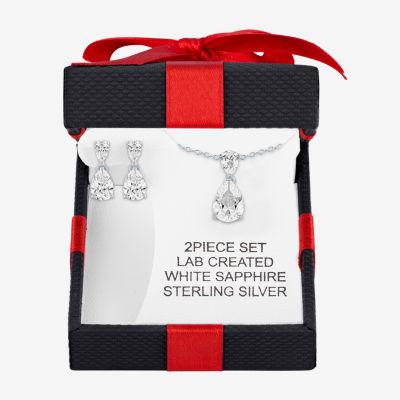 Yes, Please! Womens Lab Created White Sapphire Sterling Silver Pear 2-pc. Jewelry Set