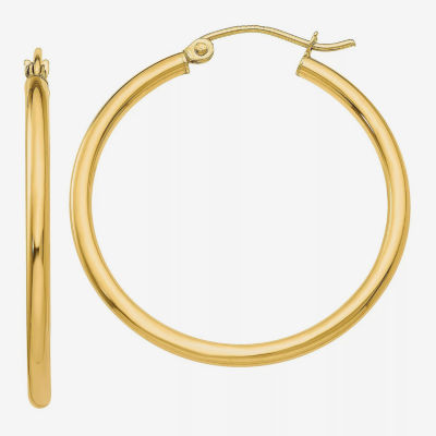 10K Gold 26mm Round Hoop Earrings