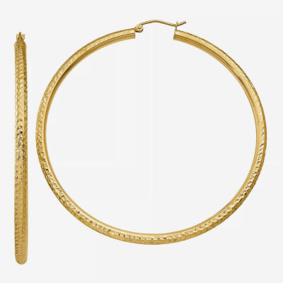 14K Gold 65mm Round Hoop Earrings