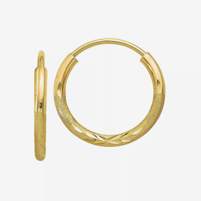 14K Gold 12mm Round Hoop Earrings