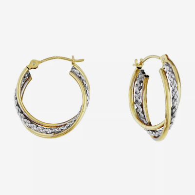 14K Two-Tone Gold 16mm Interlocking Twisted Hoop Earrings
