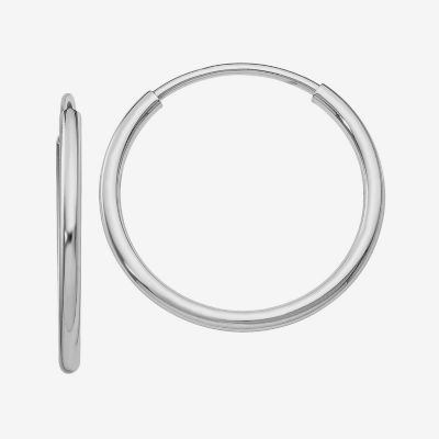 14K White Gold 23mm Round Hoop Earrings