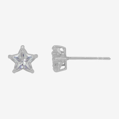 1 CT. T.W. White Cubic Zirconia 10K White Gold 5mm Star Stud Earrings