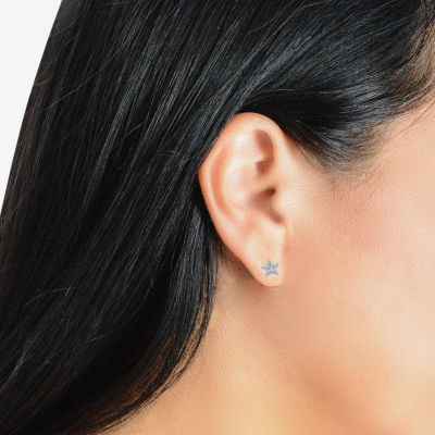 1 CT. White Cubic Zirconia 10K White Gold 5mm Star Stud Earrings