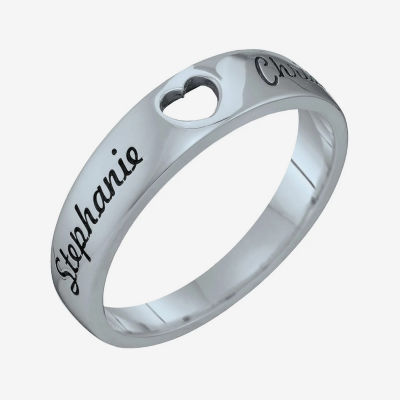 Personalized Couples Names Cutout Heart Band Ring