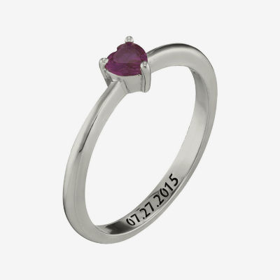 Personalized Girls Heart Birthstone Ring