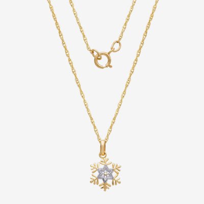 Disney Collection Made in Italy Girls 14K Gold Snowflake Frozen Pendant Necklace