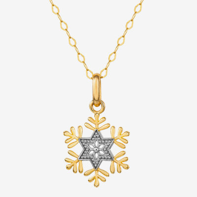 Disney Collection Made in Italy Girls 14K Gold Snowflake Frozen Pendant Necklace