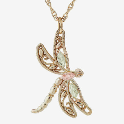 Black Hills Gold Womens 10K Tri-Color Gold Butterfly Pendant Necklace