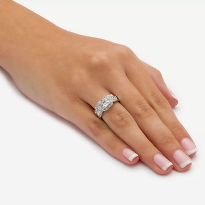 DiamonArt® Womens 1 7/8 CT. T.W. White Cubic Zirconia 10K White Gold Bridal Set