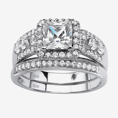 DiamonArt® Womens 1 7/8 CT. T.W. White Cubic Zirconia 10K White Gold Bridal Set