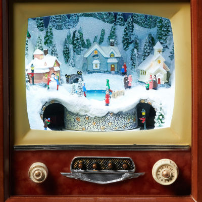 Roman 10.5"H Led Tv Train	 Plays Music Christmas Tabletop Decor