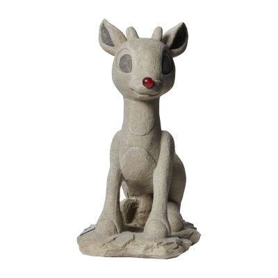 Roman 18"H Solar Rudolph Statue Christmas Tabletop Decor