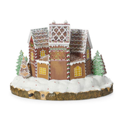 Roman 10.25"H Led Gingerbread House Plays Music Christmas Tabletop Decor