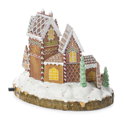 Roman 10.25"H Led Gingerbread House Plays Music Christmas Tabletop Decor