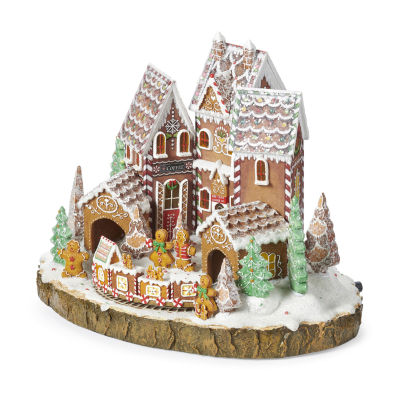 Roman 10.25"H Led Gingerbread House Plays Music Christmas Tabletop Decor