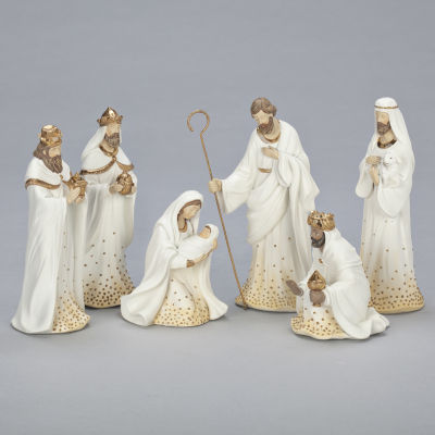 Roman 11.5" White And Gold 9-pc. Nativity Set