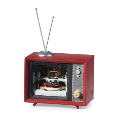 Roman 5" Led Tv North Pole Plays Music Christmas Tabletop Decor