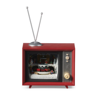 Roman 5" Led Tv North Pole Plays Music Christmas Tabletop Decor