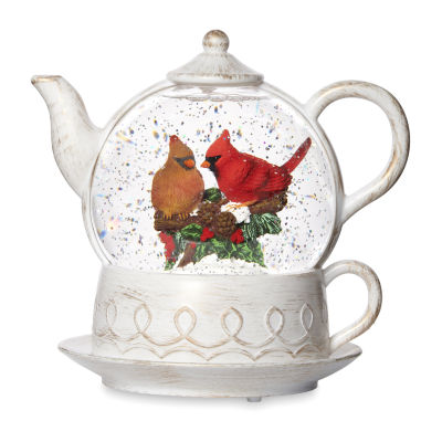 Roman 8"H Led Swirl Teapot Christmas Tabletop Decor